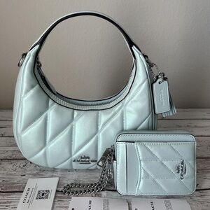 Coach Quilted Light Blue Hobo Bag and Wallet